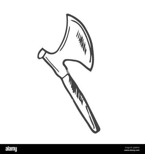 Doodle Viking Axe Isolated On White Vector Illustration Stock Vector