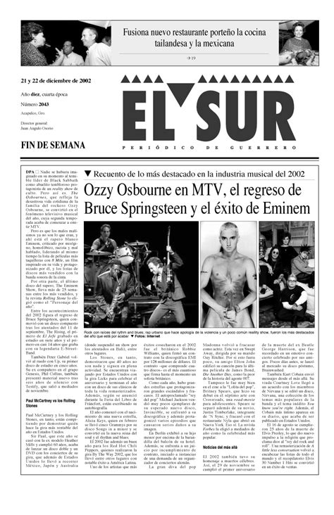 Contraportada El Sur Acapulco Suracapulco I Noticias