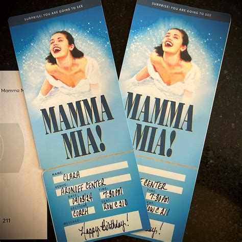 Printable Mamma Mia Broadway Surprise Ticket Mamma Mia Musical