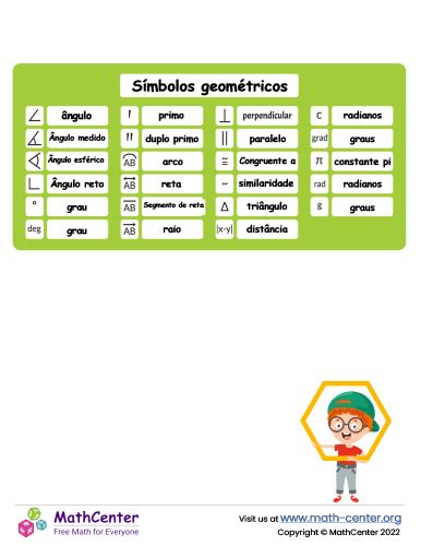 Símbolos Geométricos Páginas de Aprendizagem Math Center