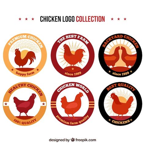 Colección De Logotipos De Gallinas En Estilo Vintage Descargar