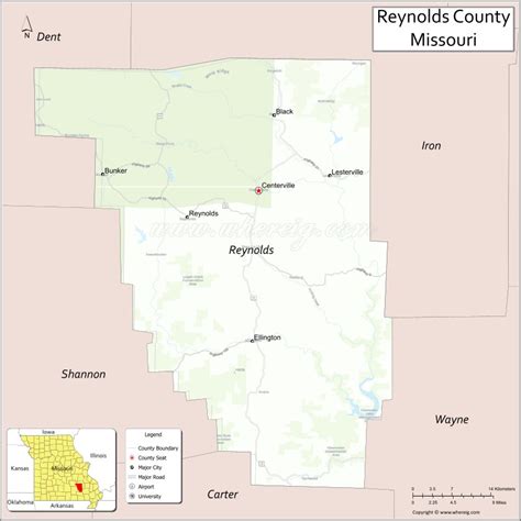 Map Of Reynolds County Missouri Showing Cities Highways Important