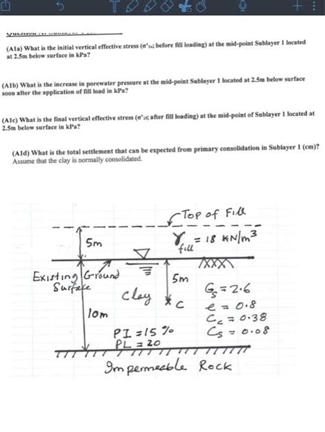 Solved Ala What Is The Initial Vertical Effective Stress