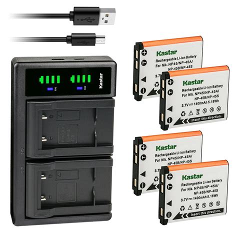 Kastar 4 Pack Battery And LTD2 USB Charger Compatible With Fujifilm NP