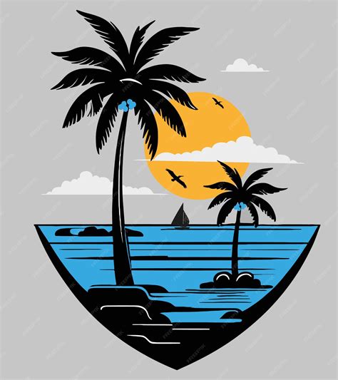 Premium Vector Sunset Beach Illustration Vector Design