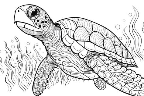 Coloriages Pour Adultes Tortue De Mer Style Mandala Lignes Fines