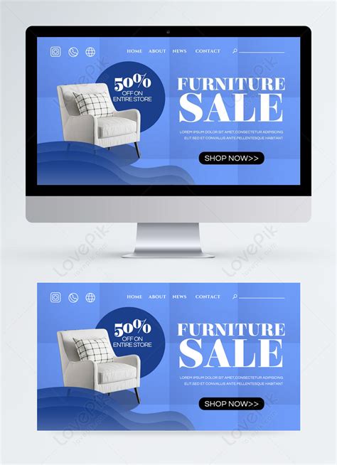 Template Blue Geometric Business Style Furniture Sales Promo Ui Design