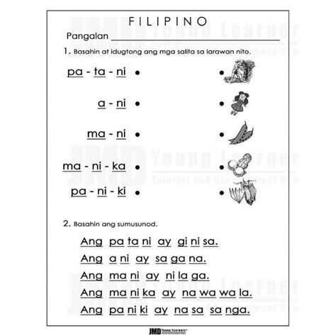 Worksheet For Grade 1 Filipino Pagbasa Gabay Sa Pagbasa Para Sa Kindergarten At Grade 1 Early