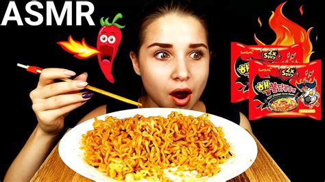 Asmr Nuclear Fire Noodles Challenge 2x Spicy Mukbang No Talking Eating Sounds Tasty Asmr