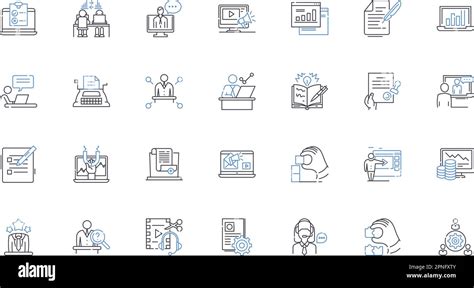 Development And Growth Line Icons Collection Progress Improvement