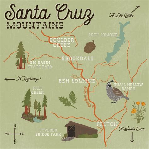 Santa Cruz Mountains Map Print - Etsy