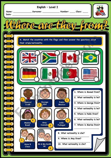 COUNTRIES AND NATIONALITIES ESL Worksheet By Xani