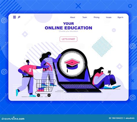 Online Education Landing Page Vector Template Stock Vector