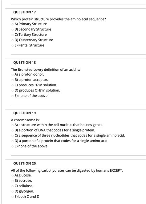 Solved QUESTION 17 Which protein structure provides the | Chegg.com 
