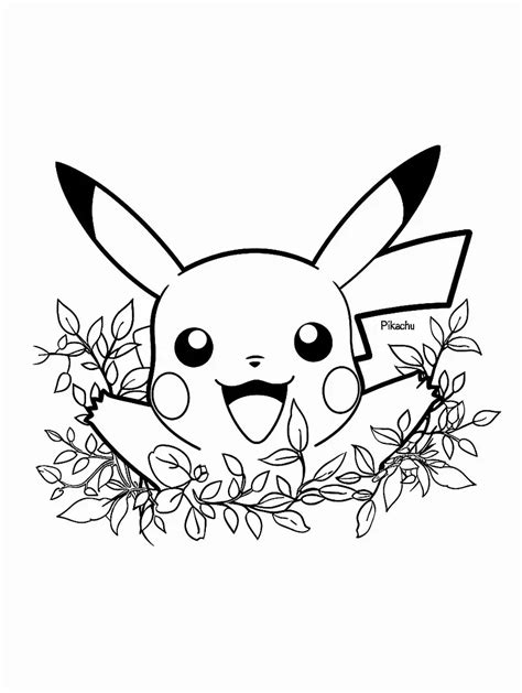 Cheerful Pikachu In A Forest Pokemon Coloring Pages