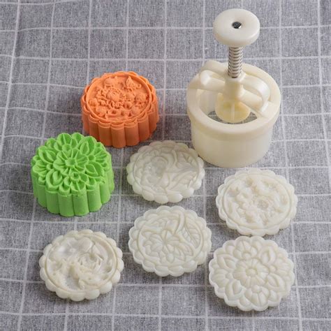 Amazon OTGO 200g Hand Press Mooncake Mould Mold 4 PCS Stamps