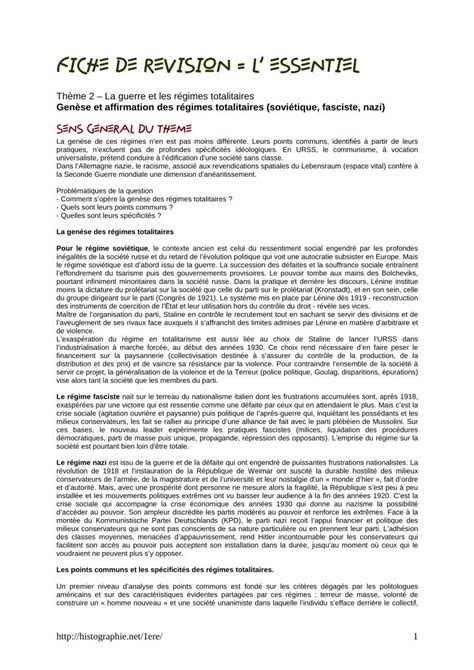 PDF FICHE DE REVISION L ESSENTIEL GENERAL DU THEME La genèse de