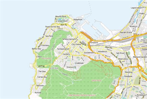 Südafrikanische Nationalgalerie Stadtplan mit Luftaufnahme und Hotels