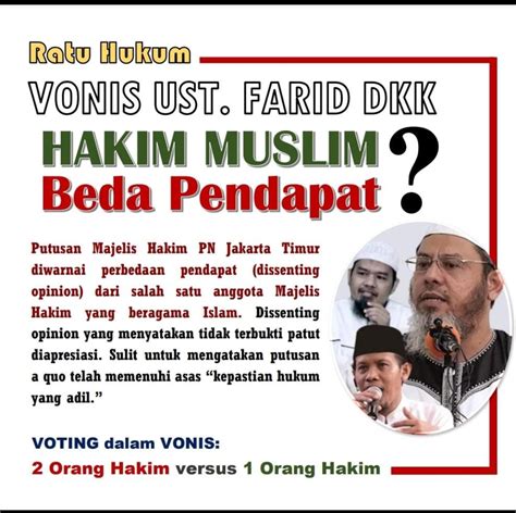 Analisis Yuridis Atas Putusan Pn Jaktim Perkara Ustadz Farid Ahmad