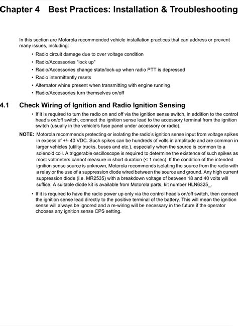 Motorola Solutions Ft Way Mobile Radio User Manual Installation