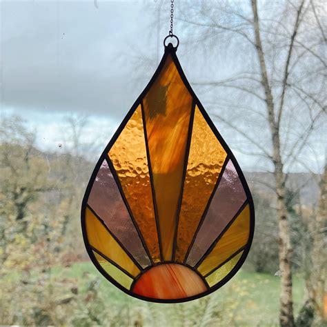 Sun Ray Drop Stained Glass Pattern Stained Glass Patterns Etsy