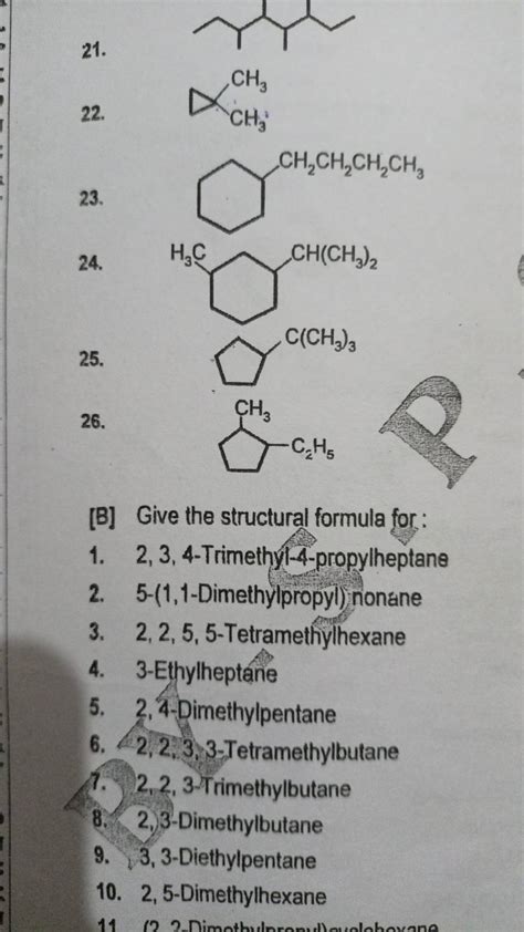 21 22 23 24 25 26 B Give The Structural Formula For Filo