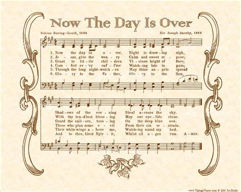 Now The Day Is Over Christian Heritage Hymn Sheet Music Vintage