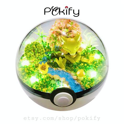 Abra Pokemon Terrarium Diorama Dome Pokeball Planter Action Etsy Uk