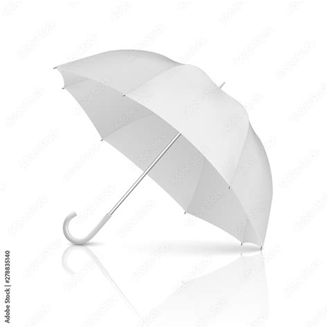 Vector 3d Realistic Render White Blank Umbrella Icon Closeup Isolated