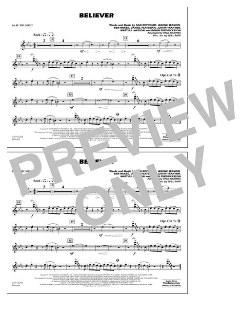 Believer 1st Bb Trumpet By Paul Murtha Sheet Music For Marching Band