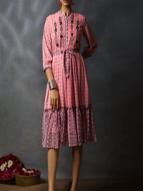 Buy Juniper Mandarin Collar Cuffed Sleeves Ethnic Motifs Print