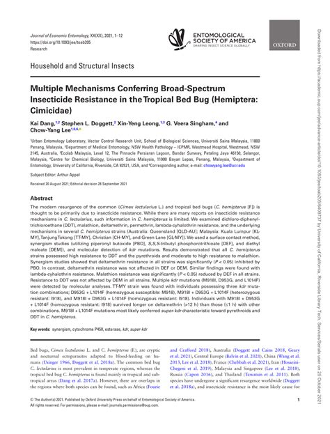 PDF Multiple Mechanisms Conferring Broad Spectrum Insecticide