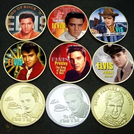 ELVIS PRESLEY GOLD PLATED COMMEMORATIVE COIN DOLLAR LOT 77579326