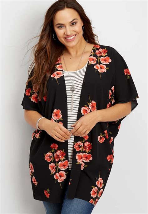 Plus Size Floral Kimono Maurices