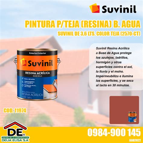 Pintura P Teja Resina B Agua Suvinil De Lts Color Teja Ct