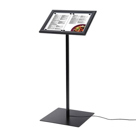 Black Lockable Menu Stand 2x A4 LED Showdowndisplays Eu