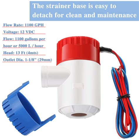 Boat Bilge Water Pump 12 V 1100 GPH Electric Marine Bilge Pump And