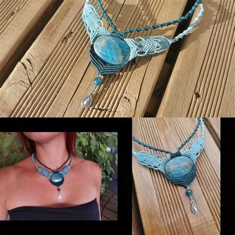 M La Ka Macram Sur Instagram Apatite Bleue Voici Le Collier