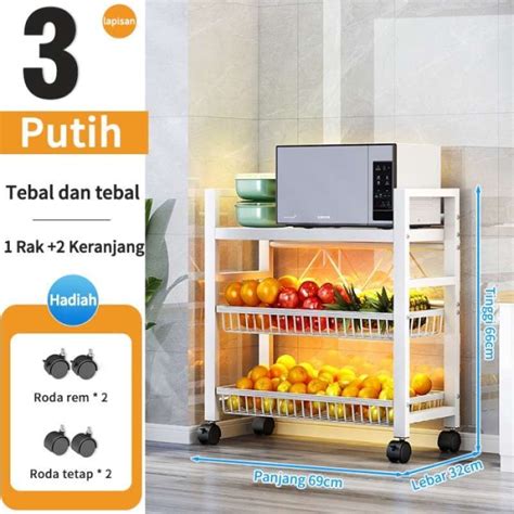 Jual Rak Bumbu Dapur Troli Stainless Penyimpanan Roda Multifungsi