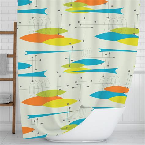 Vintage Style Mid Century Modern Shower Curtain Etsy