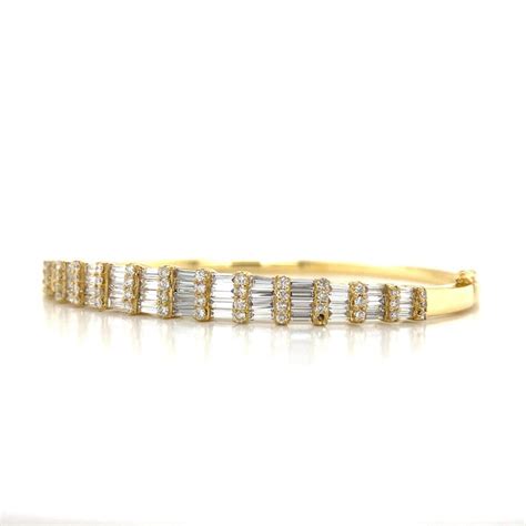 18k Baguette Diamond Bangle Yellow Gold For Sale At 1stdibs