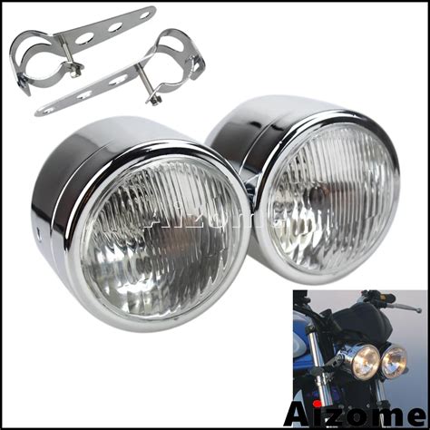 Twin Headlight For Harley Honda Kawasaki Suzuki Yamaha Cafe Racer