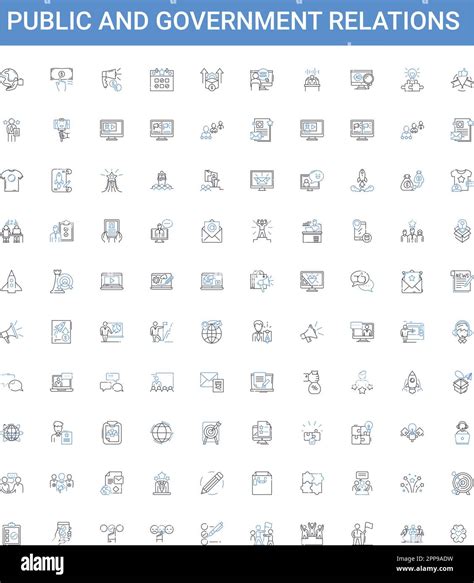 Public And Government Relations Outline Icons Collection Public