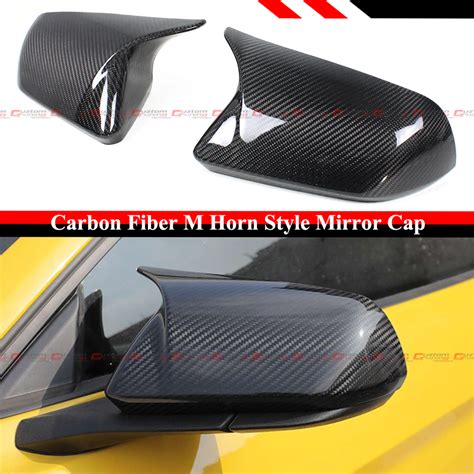 M HORN REAL CARBON FIBER SIDE MIRROR COVERS FOR 2015 2020 MUSTANG W O