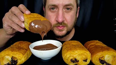 Asmr Mukbang Eating Pain Au Chocolat With Nutella Eating Sounds Eating