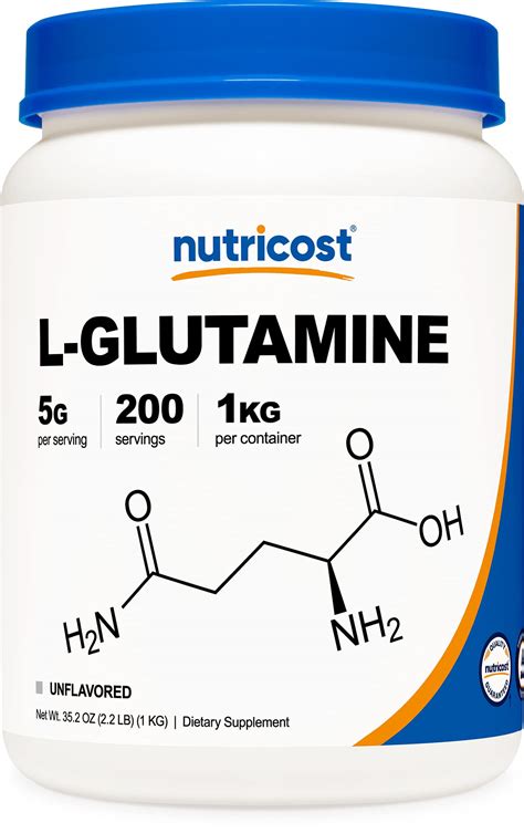 Nutricost L Glutamine Powder 1 KG Pure L Glutamine 5000mg Per