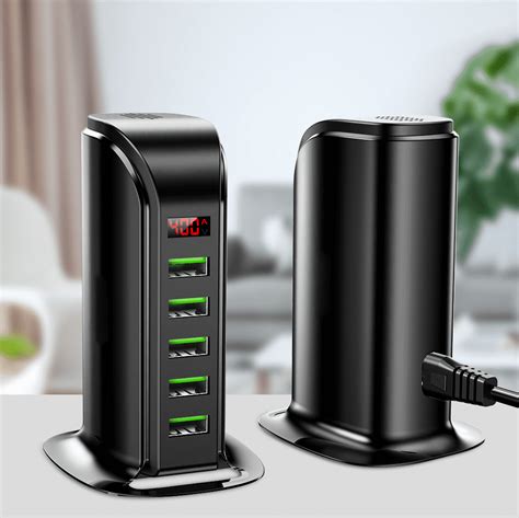 5 Port Multi Usb Charging Station Hub Dock Phone Wall Charger Home Desktop Led