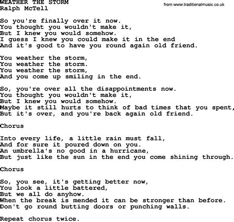 Weather The Stormtxt By Ralph Mctell Lyrics And Chords