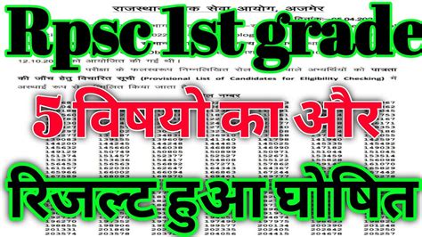 rpsc 1st grade result 2022 जर rpsc first grade result 2022 rpsc first