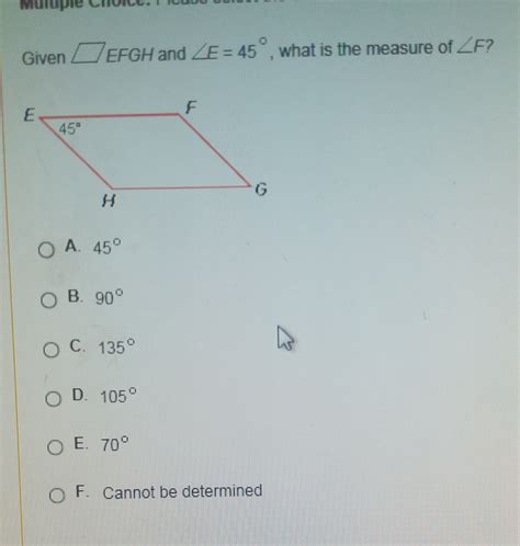 Given Efgh And E What Is The Measure Of Angle F A B C